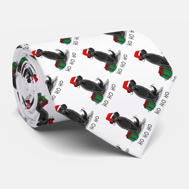 Cravate Christmas Père Noël Black Labrador Retriever Cute (Roulé)
