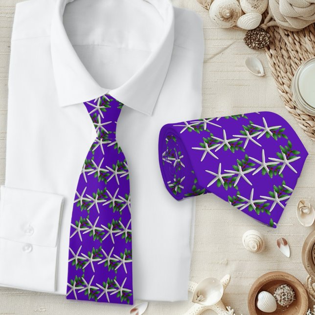 Cravate Christmas Purple Starfish pattern tie (Créateur téléchargé)