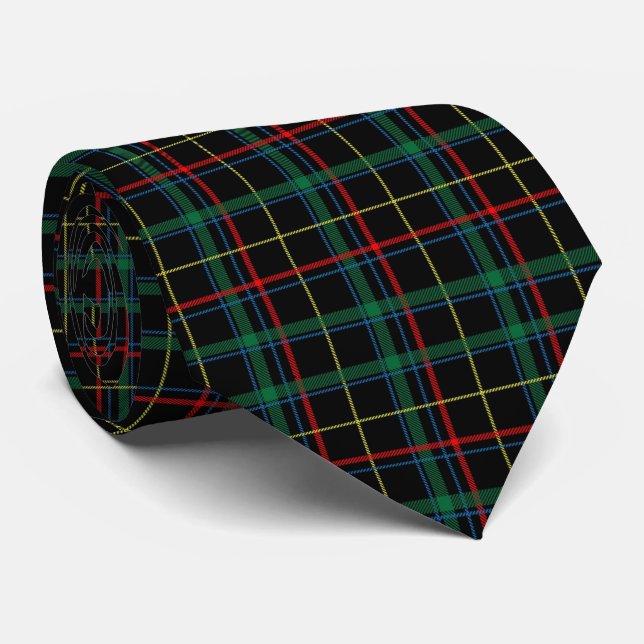 Cravate Christmas Tartan Green Black Red  (Roulé)