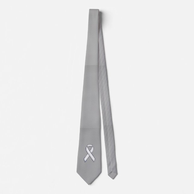 Cravate Chrome White Ribbon Sensibilisation Fibre de carbo (Devant)