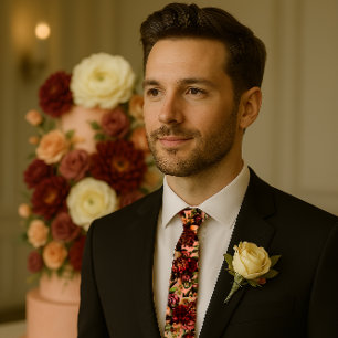 Cravate Chrysanthème romantique sur Gossamer Pink