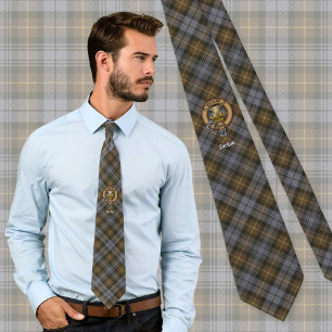 Cravate Cimier du clan Gordon sur tartan patiné
