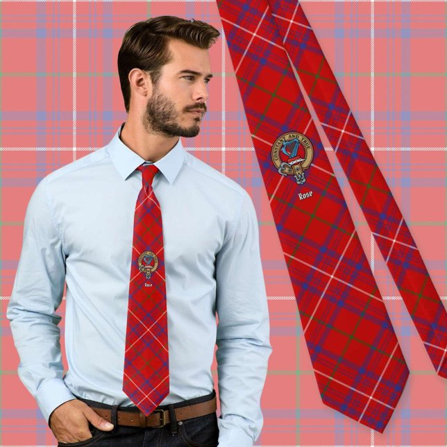 Cravate Cimier Rose de clan sur Tartan (Créateur téléchargé)