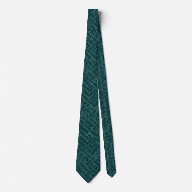 Cravate Circuitrie - Ocean Green sur Dk Green 003333 (Devant)
