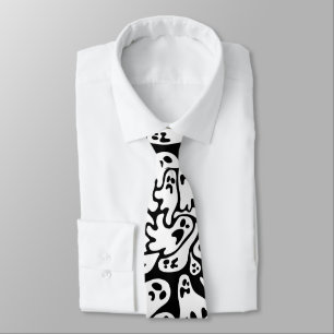 Cravate Citerne Motif de fantôme noir et blanc