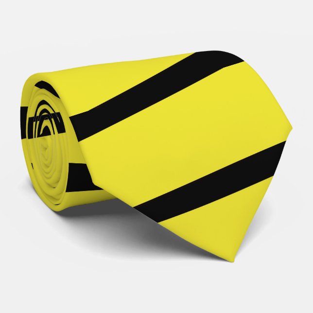 Cravate Citron jaune et noir Bande classique (Roulé)