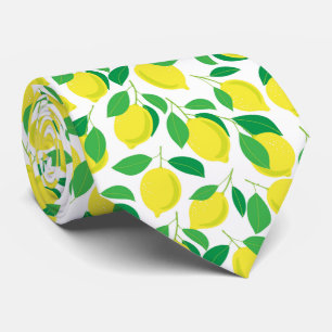 Cravate Citrons et motifs feuille