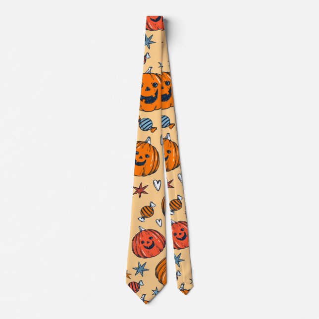 Cravate Citrouille orange vintage | Halloween Graphic (Devant)