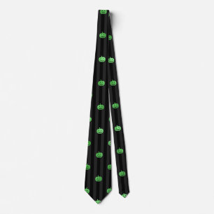Cravate Citrouilles en feuille verte transparente et rayur