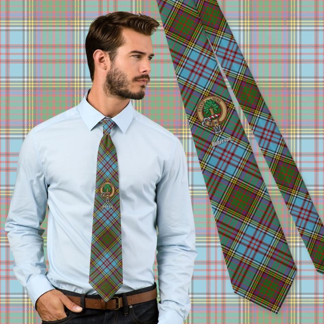 Cravate Clan Anderson Crest sur Tartan (Créateur téléchargé)