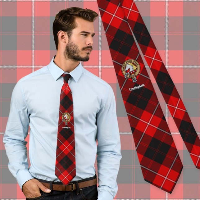 Cravate Clan Cunningham Crest sur Tartan (Créateur téléchargé)