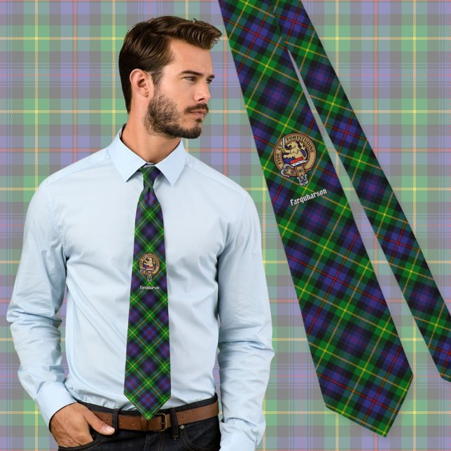Cravate Clan Farquharson Crest sur Tartan (Créateur téléchargé)