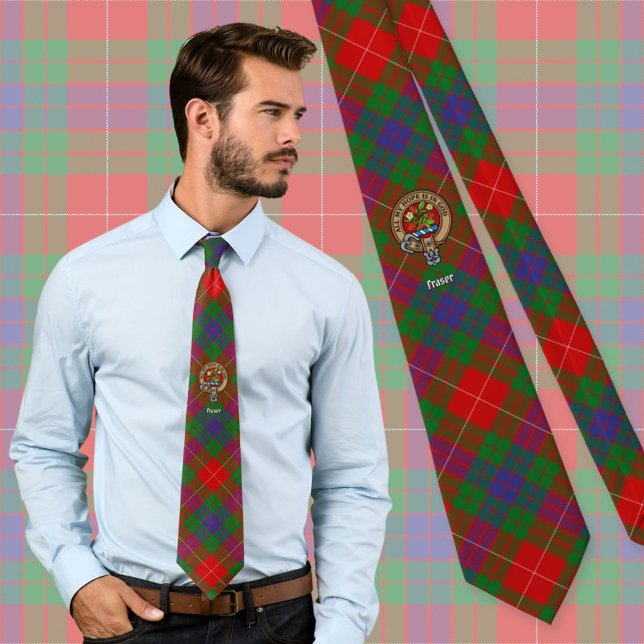 Cravate Clan Fraser Crest sur Tartan (Créateur téléchargé)