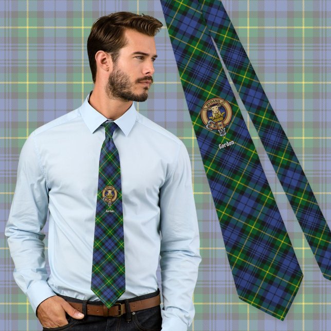 Cravate Clan Gordon Crest sur Tartan (Créateur téléchargé)