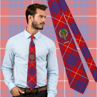 Cravate Clan Hamilton Crest sur Red Tartan