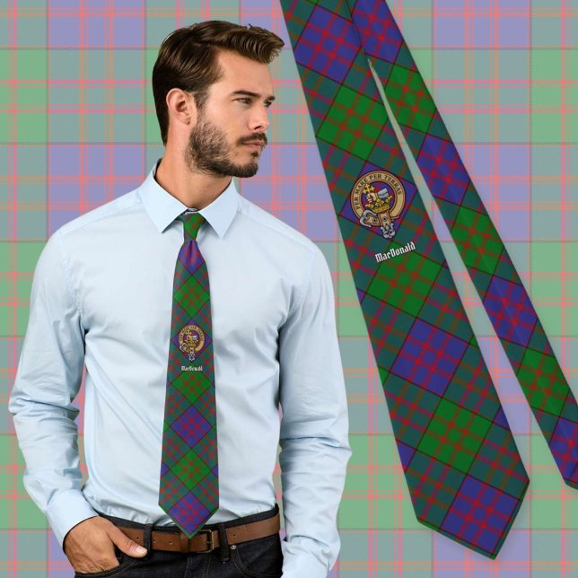Cravate Clan MacDonald Crest sur Tartan (Créateur téléchargé)