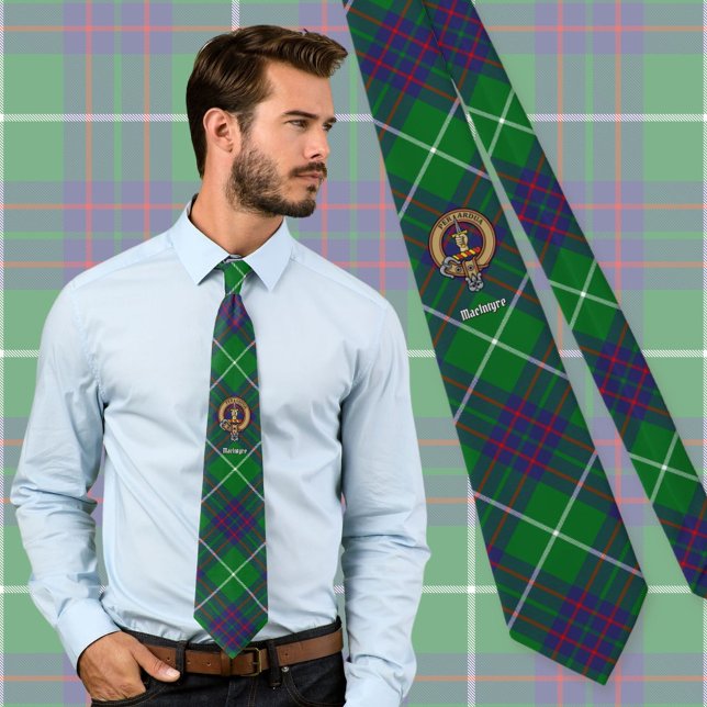 Cravate Clan MacIntyre Crest sur Tartan (Créateur téléchargé)