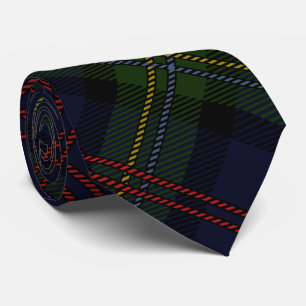 Cravate Clan Plaid Malcolm Olive Green Purple Check Tartan