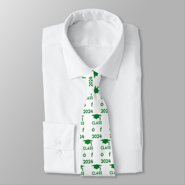 Cravate Classe de 2023 - Graduation verte et blanche (Attaché)