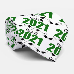 Cravate Classe Of 2021 Caps And Diplomas (Green)