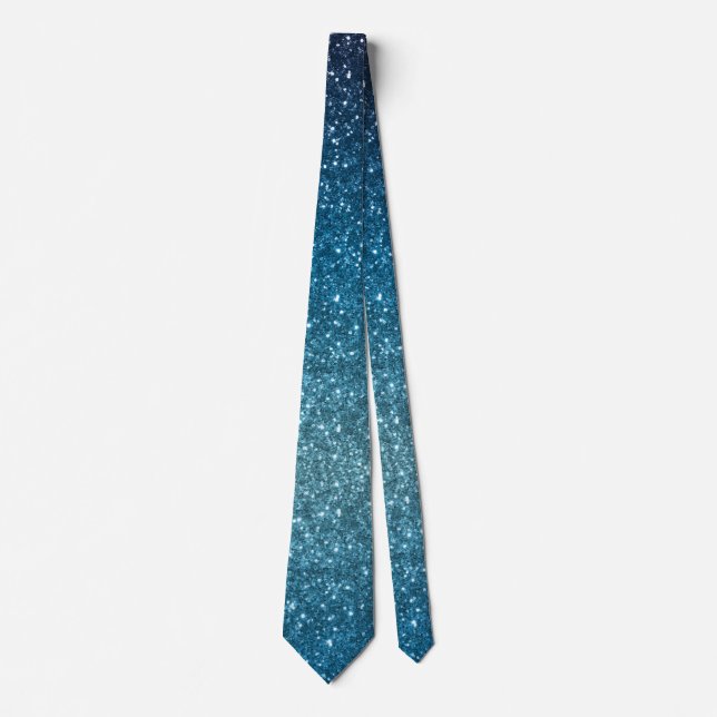 Cravate Classic Luxe Sparkly Ocean Blue Ombre Parties scin (Devant)