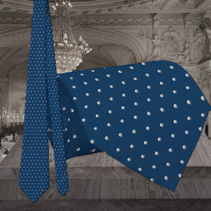 Cravate Classic Navy Blue And Silver Pin Dot Wedding