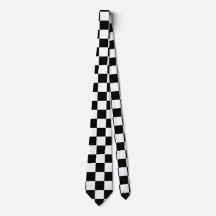Cravate Classic noir blanc Carré Retro Checkerboard