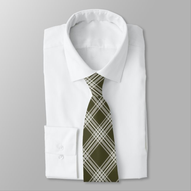 Cravate Classic Sage Green Plaid (Attaché)
