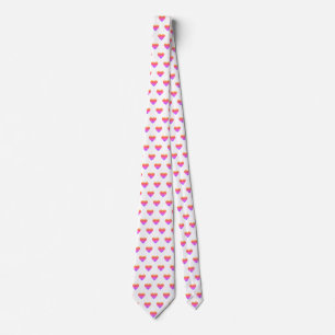 Cravate Classique Cute Chic Rainbow Ombre Coeurs Blanc
