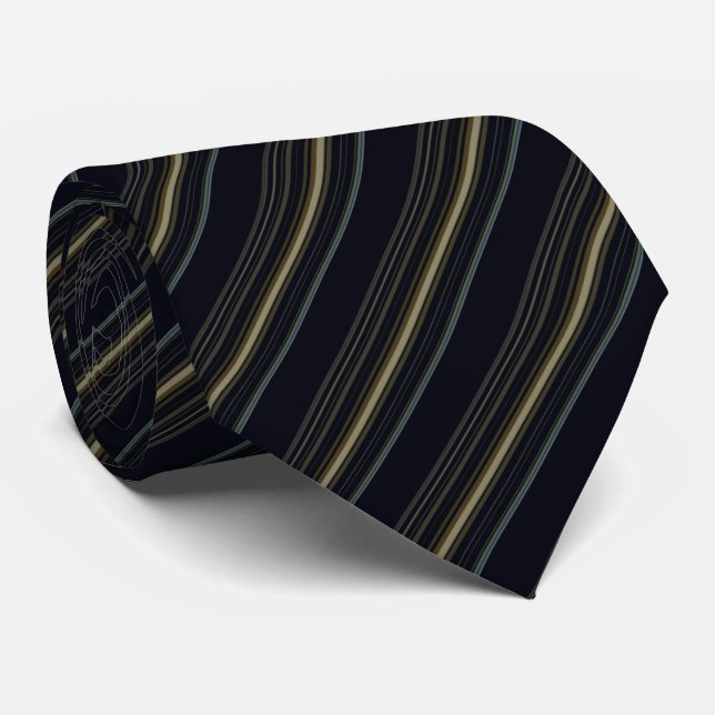 Cravate Classy Navy et Gold Stripes (Roulé)