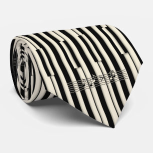 Cravate Clavier abstrait noir et ivoire classique