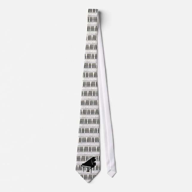 Cravate Clavier et notes de piano à queue (Devant)