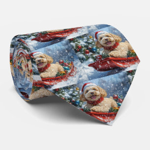 Cravate Cockapoo Dog in Sledge Let it Neige Christmas