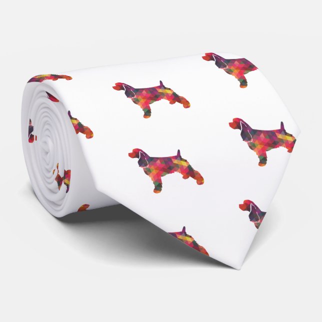 Cravate Cocker Spaniel Chien Motif géométrique Silhouette (Roulé)