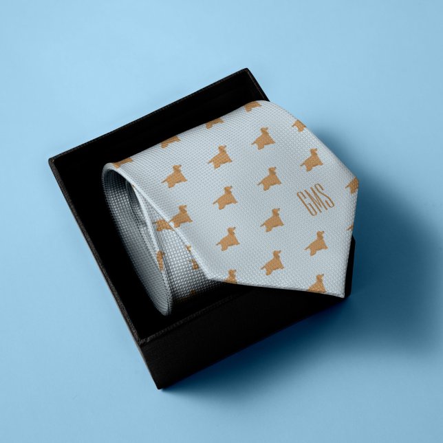 Cravate Cocker Spaniel Chiens Motif Monogramme (Créateur téléchargé)