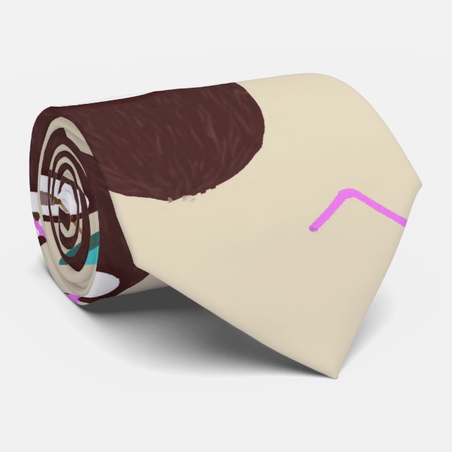 Cravate Cocktail de noix de coco avec motif de paille - Pl (Roulé)