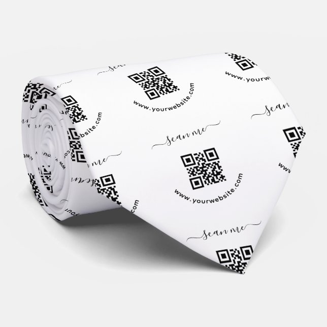 Cravate Code QR et texte personnalisé (Roulé)