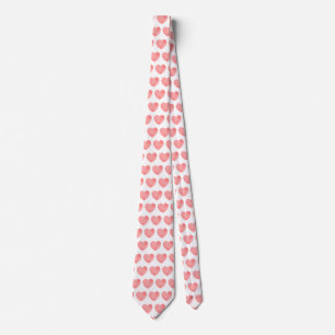 Cravate Coeur d'aquarelle rose motif