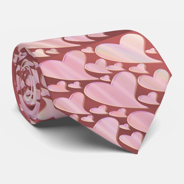 Cravate coeur rouge, rose, amour, don, coeur, amour, icône (Roulé)