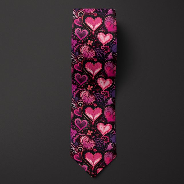 Cravate Coeur Saint-Valentin rose et violet d'inspiration  (Créateur téléchargé)