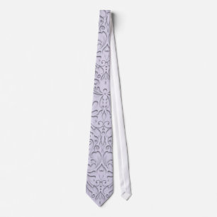 Cravate CoeurChic Lavender lin Damask coeur