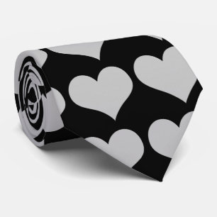 Cravate Coeurs d'argent sur le romantique noir