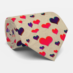 Cravate Coeurs de flottement de Saint-Valentin de couleur