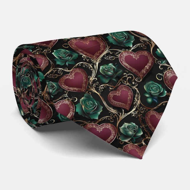 Cravate Cœurs de la Saint-Valentin Luxueux Motif Sans Cout (Roulé)