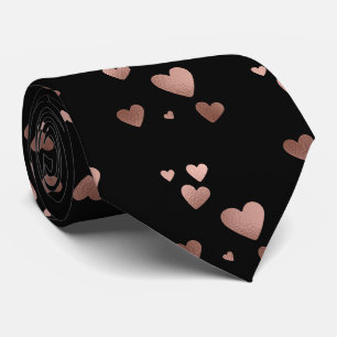Cravate Coeurs d'or rose Saint Valentin