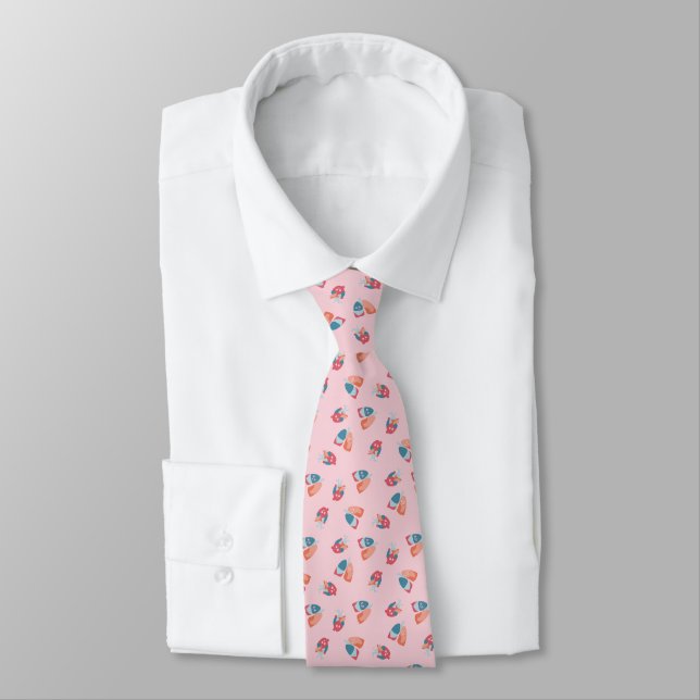 Cravate Coeurs et poumons anatomiques mignons en rose (Attaché)