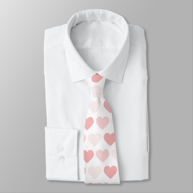 Cravate Cœurs modernes simples rose pêche (Attaché)