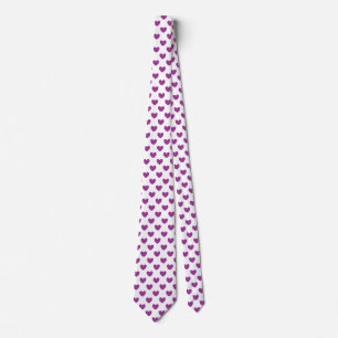 Cravate Coeurs polka violet sur blanc