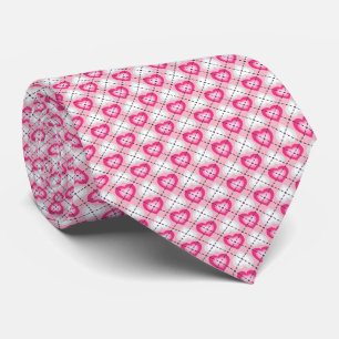 Cravate Coeurs rose et blanc