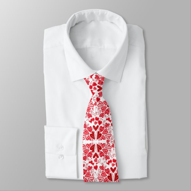 Cravate Coeurs rouge, rose et blanc Valentin (Attaché)